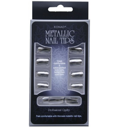 Типсы для экспресс-маникюра -Металлик Серебро (Metallic Nail Tips Silver)